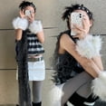 thumbnail image 4 of Tnobhg 1 Pair Faux Fur Cuff Sleeve Fluffy Luxury Soft Solid Color Windproof Warm Elastic Women Girls Universal Winter Wrist Warmer Cover, 4 of 8
