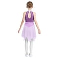 thumbnail image 5 of iixpin Kids Girls Shiny Rhinestone Halter Figure Ice Skating Dress Lyrical Modern Ballet Leotard Dance Dress Purple 14, 5 of 6