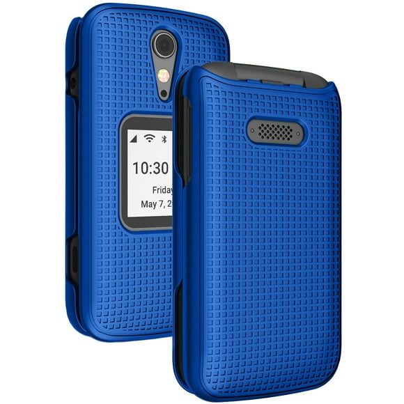 Case for Jitterbug Flip2, Nakedcellphone [Cobalt Blue] Protective Snap-On Hard Shell Cover [Grid Texture] for Jitterbug Flip 2 Phone (aka Lively Flip) (4053SJ7)