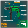 thumbnail image 3 of Taladro Rotomartillo Bloosom  1/2'' Prof 650w Rd650 C/brocas Verde, 3 of 4