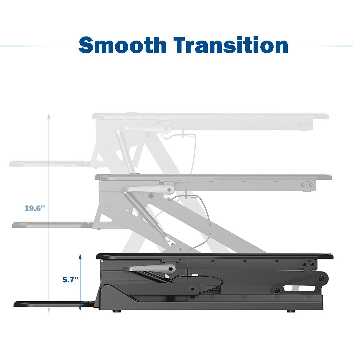 36" Height Adjustable Standing Desk Convert Sit Stand Dual Monitor and Laptop Riser Workstation with Anti-Fatigue Mat