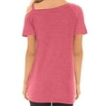 thumbnail image 2 of RYRJJ Women's One Cold Shoulder Tops Summer Short Sleeve Twist Knot Top Casual Tunic Blouse T-Shirts(Pink,L), 2 of 6
