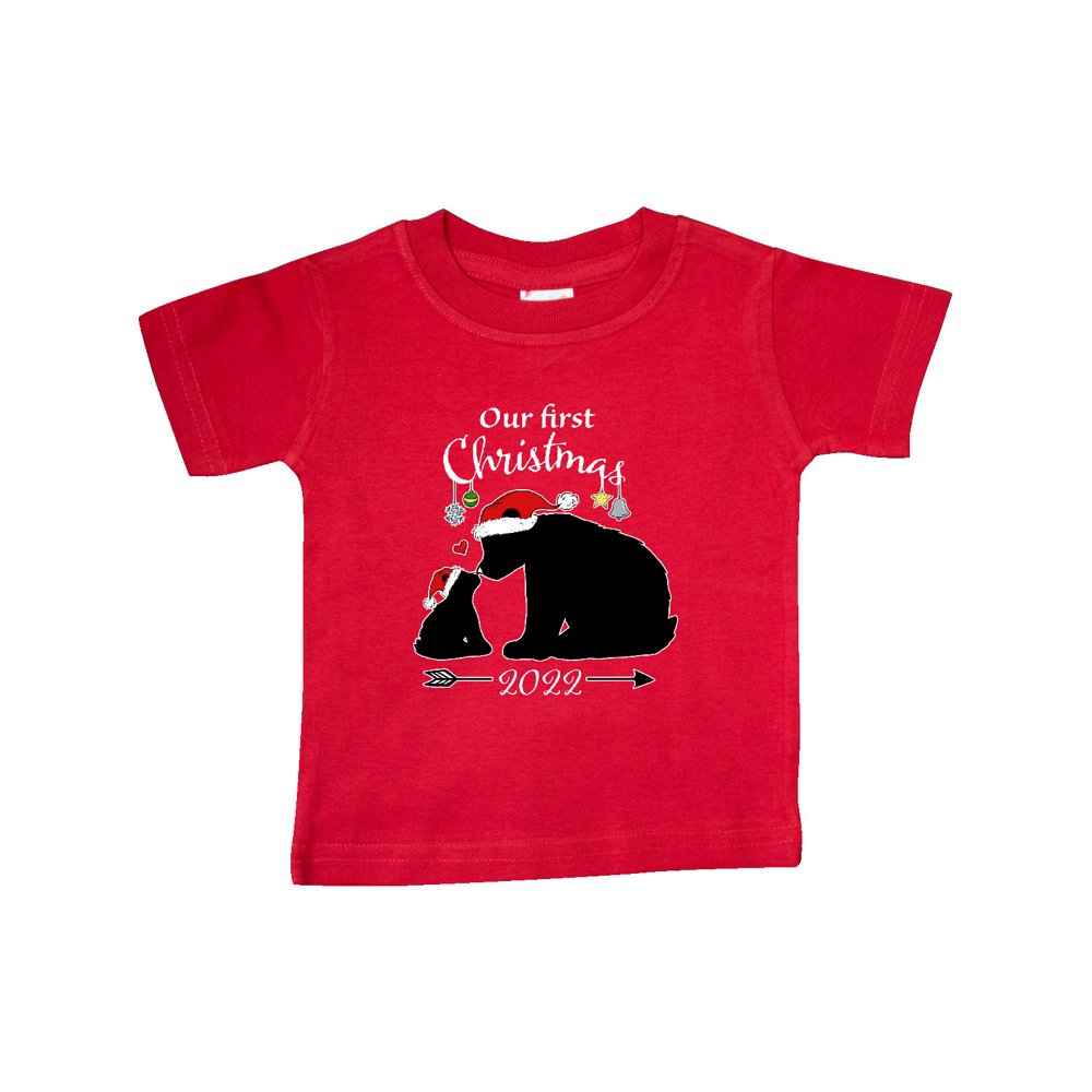 2022 Christmas Bear Inktastic Our First Christmas Bears in Santa Hats with Ornaments 2022