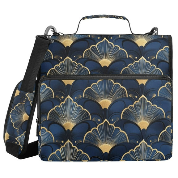 FORMRS Zipper Binder with Shoulder Strap 1.5-inch Ring 500 Sheet Capacity File Bag, Elegance Art Pattern