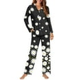 thumbnail image 4 of DISNIMO Daisy Printed Women 2 Piece Lounge Sets Long Sleeve Pajama Sets with Long Pants Casual Loose Sleepwear with Pockets Comfy V Neck Loungewear Nightwear, XL, 4 of 7