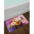 thumbnail image 2 of Gerber Daisy Bath Mat, Hand Painted Floral Gerbera Daisy Sunflower and Green Leaf Bouquet Still Life, Plush Bathroom Decor Mat with Non Slip Backing, 29.5" X 17.5", Multicolor, by Ambesonne, 2 of 2