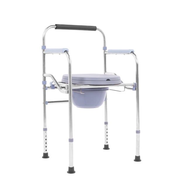 Silla Para Wc Cómodo Onof MONTANA Ajustable 3 en 1 Plegable C/ Cubeta Incluido Color Plateado