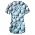 thumbnail image 2 of Scrubs For Women，Scrubs for Women 2026 Easter Bunny Eggs Print Tops for Women V Neck Stretchy Short Sleeve Nursing Shirts with Pockets，Light Blue，M, 2 of 3