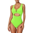 thumbnail image 2 of Womens One Piece Swimsuit with Tummy Control, V-Neck High-Cut Monokini in Solid Colors for Comfortable and Stylish Beach Wear, 2 of 4