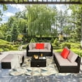 thumbnail image 1 of Costway 6PCS Outdoor Patio Rattan Furniture Set Cushioned Sectional Sofa Ottoman, 1 of 9