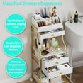 thumbnail image 4 of Floor Makeup Organizer Storage - Vanity Skincare Make Up Organizers and Storage with Drawers, Cosmetics Display Cases Holder for Skin Care Nail Polish Perfume Makeup Brush, Gold, 4 of 16