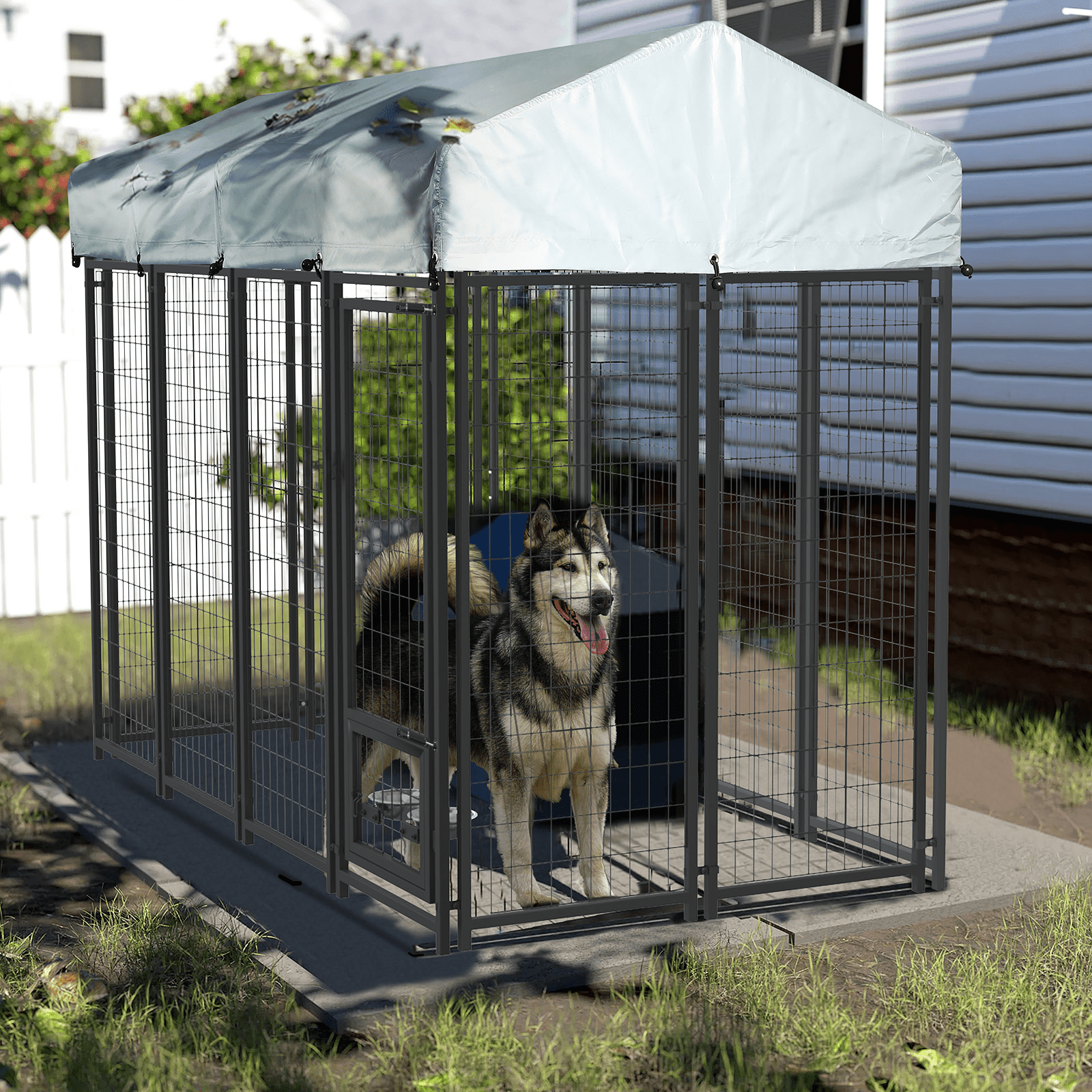 BOSSIN 8x4x6 FT Heavy Duty Large Dog Kennel Playpen Outdoor with Secure Lock