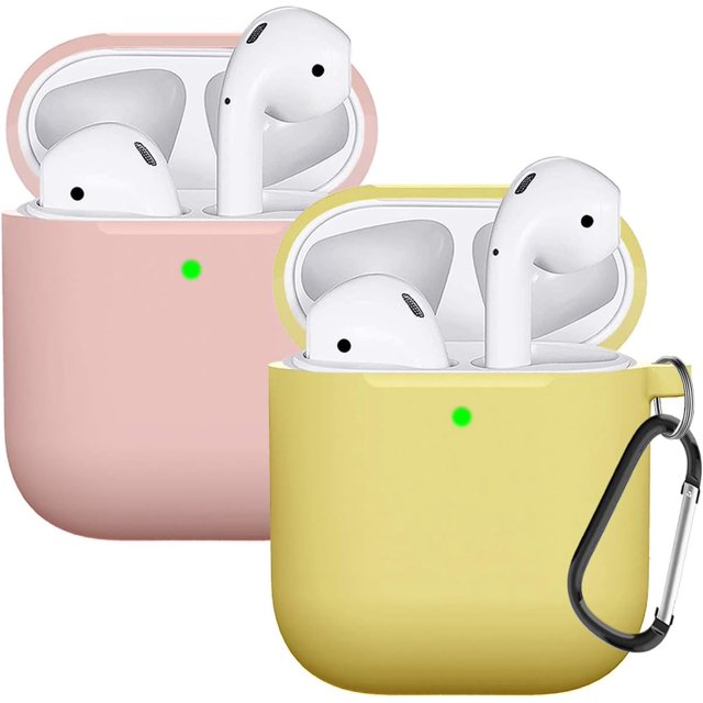 Estuche para AirPods, funda protectora completa de silicona para accesorios de AirPods, compatible con el estuche de carga inalámbrico y con cable de Apple AirPods 2 (LED frontal visible),