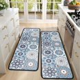 thumbnail image 4 of Kitchen Rugs Sets Of 2,Blue Ethnic Geometric Pattern Anti Fatigue Kitchen Mat Rugs Non Slip Washable,Decorative Kitchen Floor Mats for Kitchen,Sink,Laundry,17"x47"+17"x47", 4 of 5