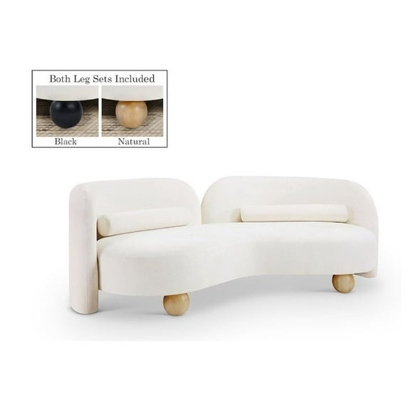 Meridian Furniture Daphne Cream Chenille Fabric Sofa