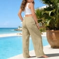 thumbnail image 6 of FASHOFT Girls Linen Pants Wide Leg Palazzo Pant Loose Straight Elastic Waist Spring Summer Beach Lightweight Dress Pant for Kids Khaki 14-15 Years, 6 of 6