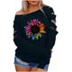 thumbnail image 1 of Camisas casuales florales de manga larga para mujer Estampado de girasol Cuello redondo Estampado de leopardo Costura Mangas caídas Túnica Tops Cuello redondo Blusa de manga larga Pompotops gfhjh10923, 1 of 7