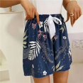 thumbnail image 1 of Pantalones cortos de algodón con estampado de cintura alta para mujer, Shorts finos de seda, cintura elástica, ropa de casa, playa, Bohemia, Verano, 1 of 4