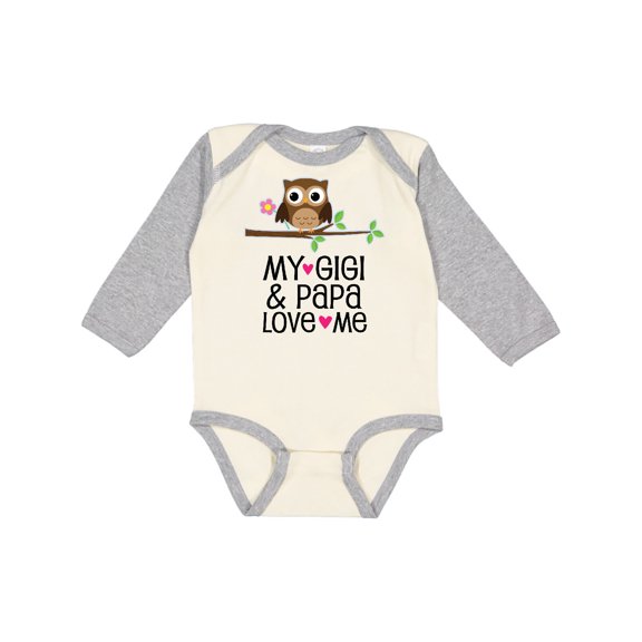 Inktastic My Gigi and Papa Love Me Granddaughter Girls Long Sleeve Baby Bodysuit