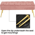 thumbnail image 4 of Topeakmart Modern Velvet Bench Upholstered Ottoman Footrest Stool Button Tufted with Gold Metal Legs, Pink, 4 of 11