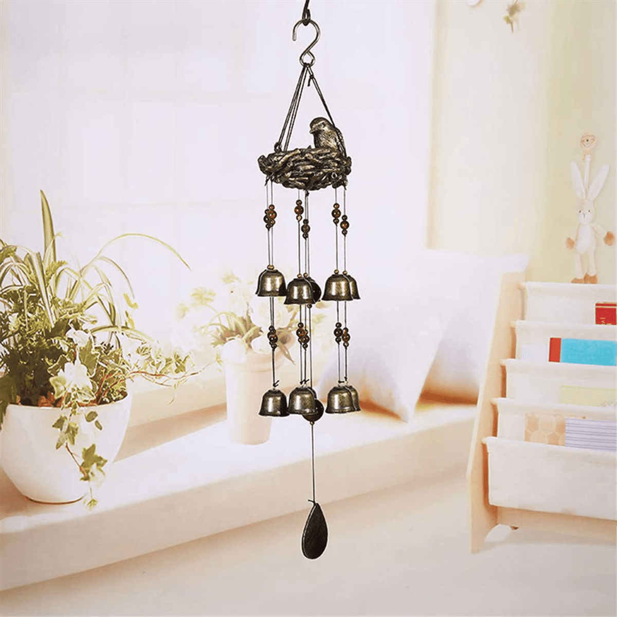 1PCS Bird Nest Wind Chimes, Wind Chime with 12 Pieces Bronze Bells for Garden, Yard, Patio and Home Decor