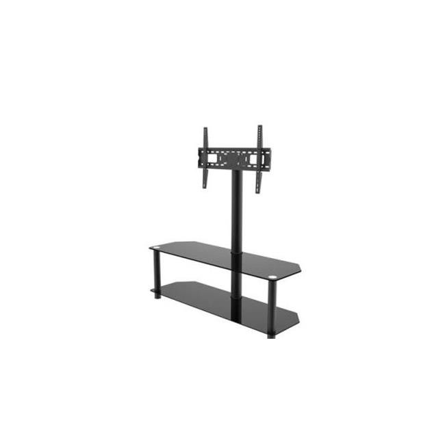 2 Shelf Glass & Metal TV Stand with Mount Supports Flat Panel