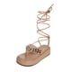 thumbnail image 4 of Sandalias de tiras cruzadas al tobillo decorativas con cadena inferior plana para la playa para mujer Wmkox8yii  nm2850, 4 of 6