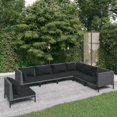 thumbnail image 1 of vidaXL 7 Piece Garden Lounge Set with Cushions Poly Rattan Dark Grey, 1 of 4