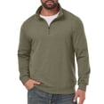 thumbnail image 6 of JWD Mens Quarter Zip Pullover Mock Neck Long Sleeve Casual Sweatshirt Lightweight Knit Top Dark Green XL, 6 of 8