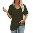 thumbnail image 2 of Crunowin Womens V Neck Tshirts Casual Loose Fit Short Sleeve Tops with Pockets Army Green Size XL, 2 of 8