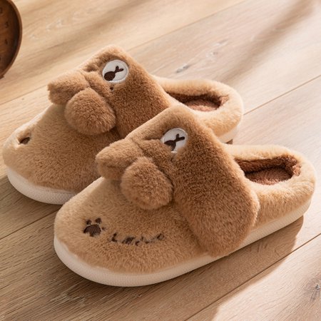 

ZXHACSJ Unisex House Slippers Slip-On Anti-Skid Flower Indoor Casual Shoes Snow Slipper Brown 38