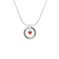 thumbnail image 2 of Delight Jewelry Silvertone Mini Two Sided Orange Heart Gymnastics Ring Charm Necklace, 18", 2 of 4
