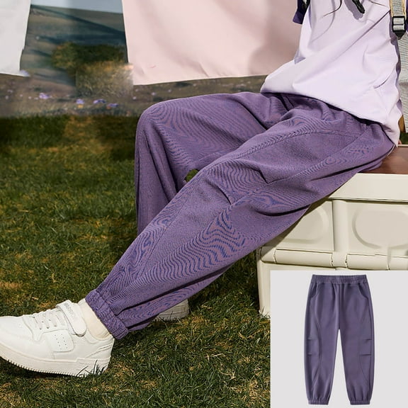 Tween Boys Sweatpants Girls' Athletic Pants with Pockets Adjustable Drawstring Pants Girls Purple Sweatpants Size 12-13 Years Boys Sweatpants