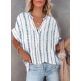 thumbnail image 2 of Asyoly Women's V-Neck Shirts Cuffed Sleeve Blouse Button Down Tops Side Split Tops, 2 of 4