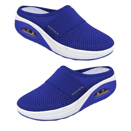 

huanledash 1 Pair Slip-on Hollow Mesh Fabric Women Sandals Casual Increase Cushion Non-slip Platform Sandals for Daily Life