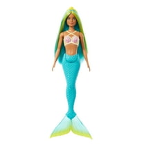 Barbie Mermaid Doll with Blue and Yellow Hair, Turquoise Tail, and Headband Accessory