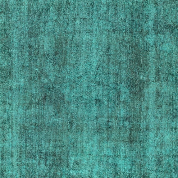 Ahgly Company Machine Washable Indoor Square Abstract Turquoise Blue Modern Area Rugs, 5' Square