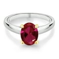thumbnail image 2 of Gem Stone King 2.00 Ct Oval Red Created Ruby 10K White and Yellow Gold Ring Ring (Size 7), 2 of 4