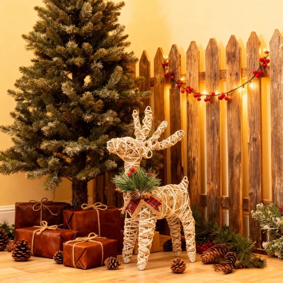Clearance Glowing Reindeer Christmas Figurine with Warm White LED Light