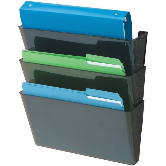 Deflecto Sustainable DocuPocket Letter Black-3 pocket 50% Recycled Content - 3 Pocket(s) - 7" Height x 13" Width x 4" Depth - Stackable - 50% Recycled | Bundle of 2 Sets