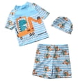 thumbnail image 2 of Gelikeya Boys Two Piece Rash Guard Swimsuits Kids Short Sleeve Swimwear Sets Cute Cartoon Print Bathing Suit with Hat Sky Blue 2-3 Years, 2 of 6