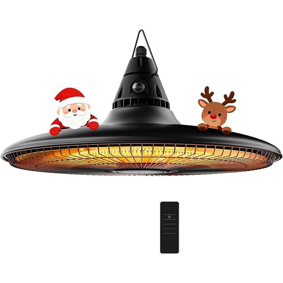 Sundate 1500W Waterproof Hanging Infrared Patio Heater with Remote Control, Black