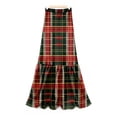 thumbnail image 4 of Wutalume Women's Vintage Plaid Ruffled Maxi Skirt, High Waist Pleated Design, Flowy A-Line Skirt for Casual Outings and Travel,Dark Green XL, 4 of 6