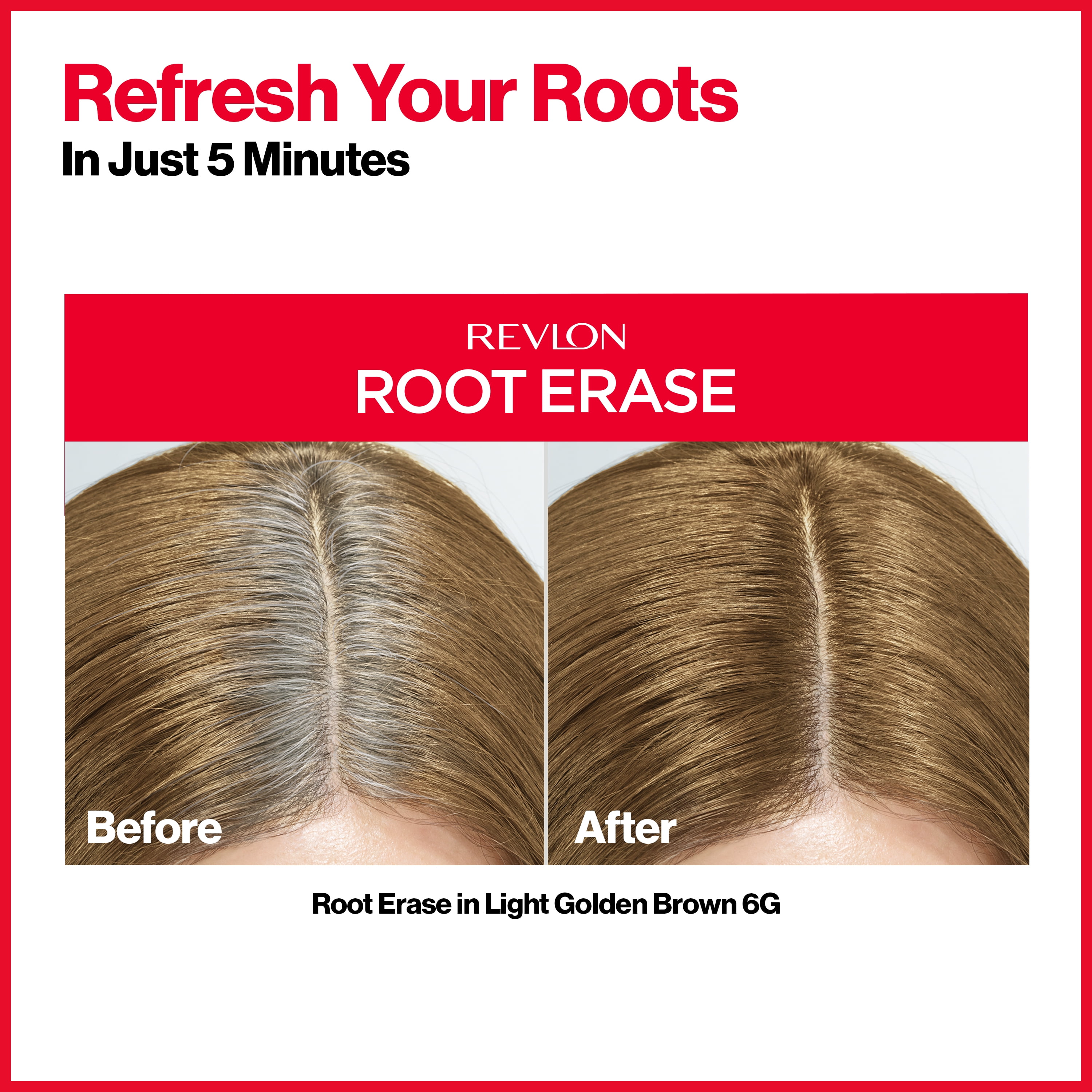 Revlon Root Erase Permanent Hair Color, At Home Touchup Dye with Applicator Brush for Multiple Use, 100% Gray Coverage, 6G Light Golden Brown, 3.2 fl oz