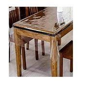 Golden Linens Clear Plastic Transparent Tablecloth Protector Water Proof Heavy Duty Easy Clean, Long Lasting Kitchen Dinning Table, Family gathering party Holidays (Rectangular 60" X 90")