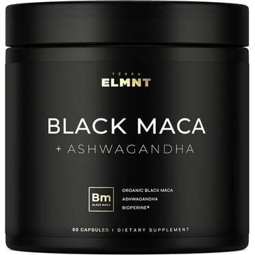 40,000mg 40:1 Organic Black Maca Root for Men + Ashwagandha, 100% Pure Peruvian Maca Powder Capsules