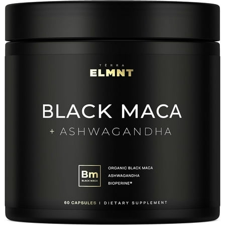 40,000mg 40:1 Organic Black Maca Root for Men + Ashwagandha, 100% Pure Peruvian Maca Powder Capsules