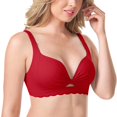 thumbnail image 3 of SAZBJOJN Women's Bras Seamless Full Coverage Bra Anti-Sagging Side Support Bras for Women Thin Lightly Push Up Bra No Underwire Comfort No Dig Strap Bra Size B Red, 3 of 7