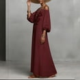 thumbnail image 6 of Gamivast Dresses for Women Off Shoulder Lantern Sleeve Loose Fit Maxi Dress Floral Embroidered Detail Flowy Flattering Elegant Vacation Party Spring Dresses, 6 of 6