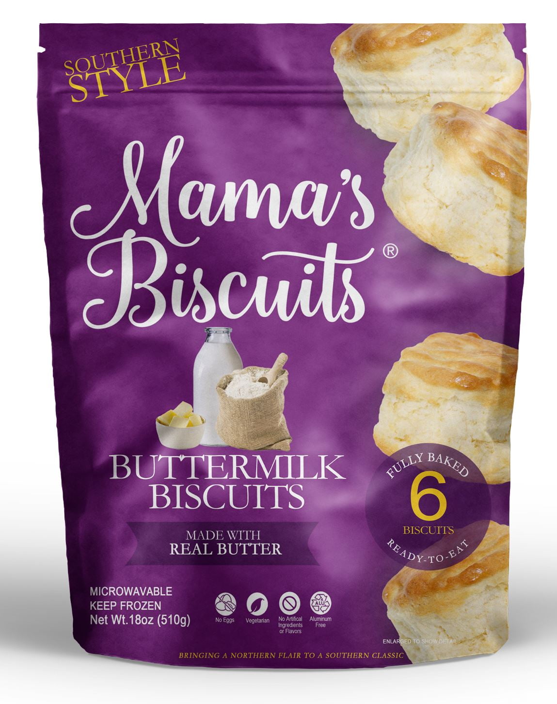 Mama's Biscuits Southern Style Ready-To-Eat Buttermilk Biscuits, 18 oz, 6ct